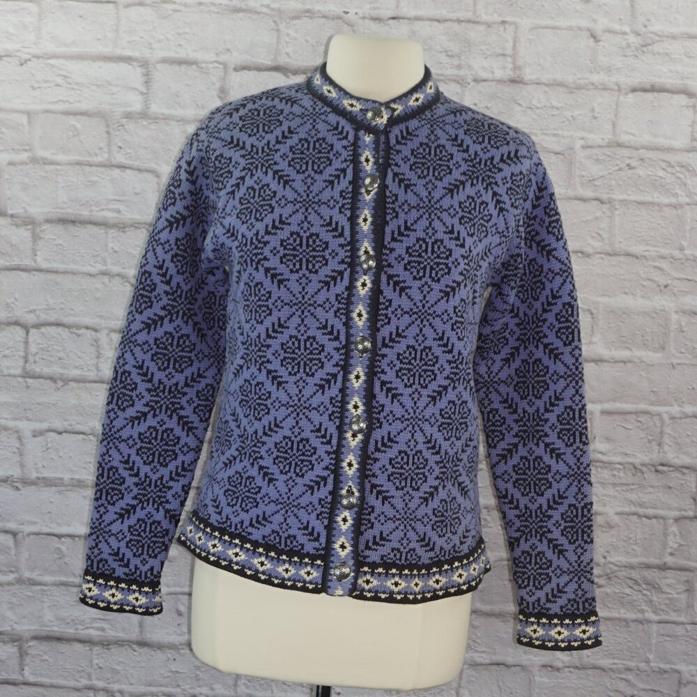 Vintage LL Bean Intarsia Snowflake Knit Cardigan Sweater